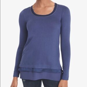 WHBM Blue Layered Long Sleeve Top